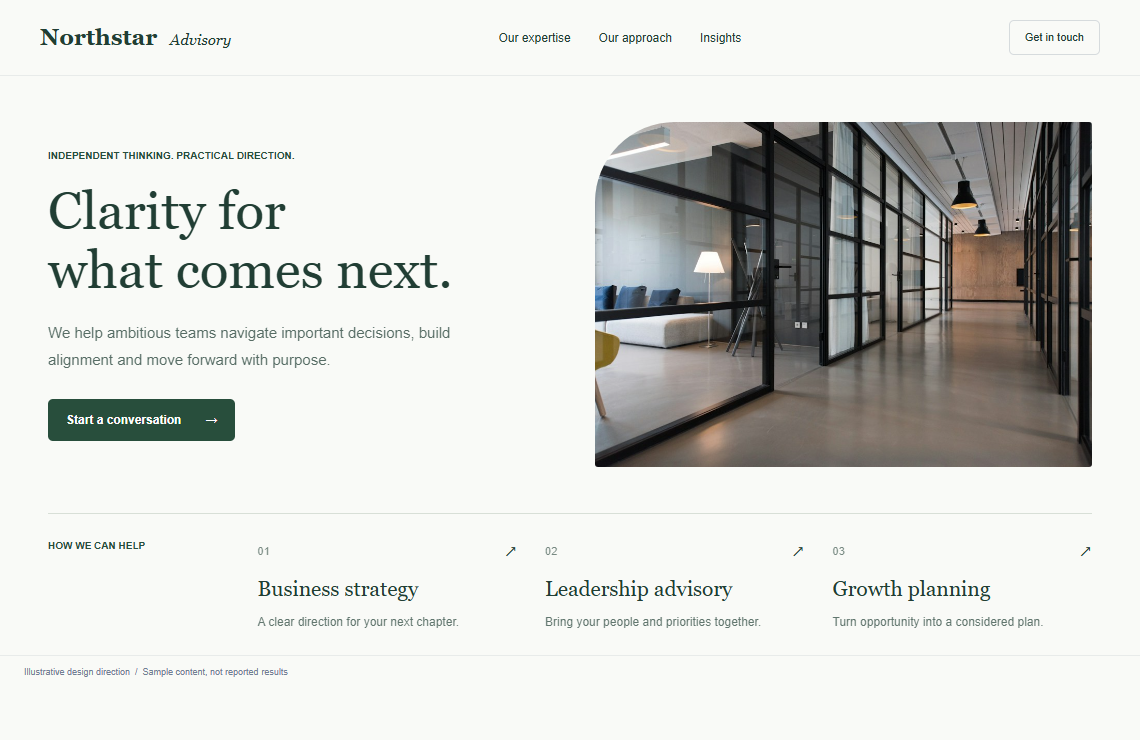 Northstar Advisory website design preview