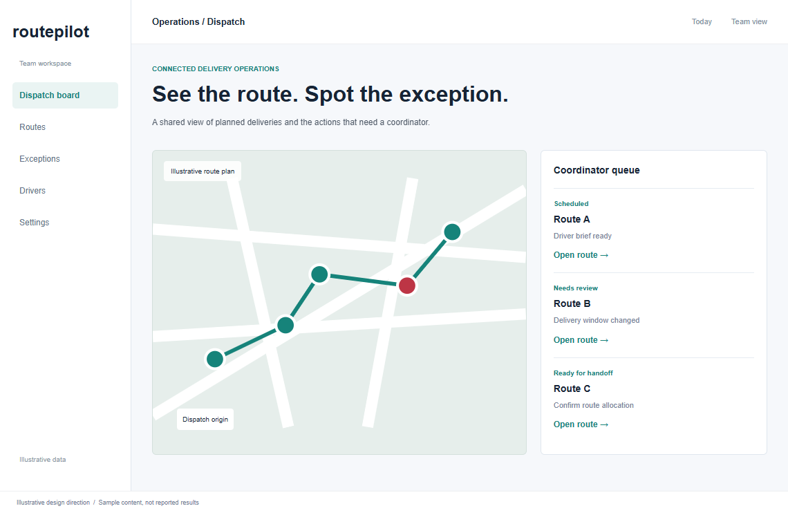 RoutePilot AI Dispatch website design preview